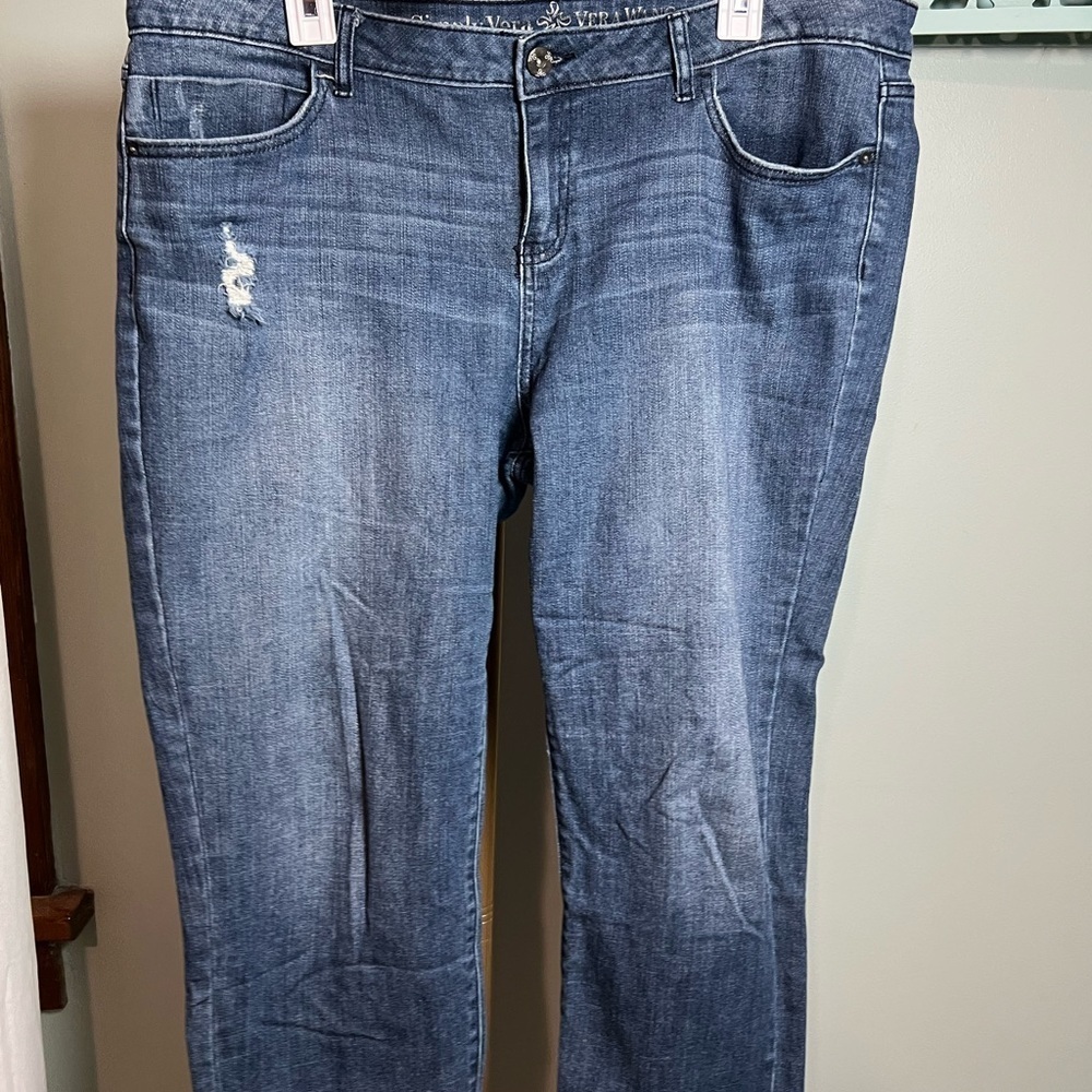 Simply Vera Blue Skinny Boyfriend Jeans with Distressed Details